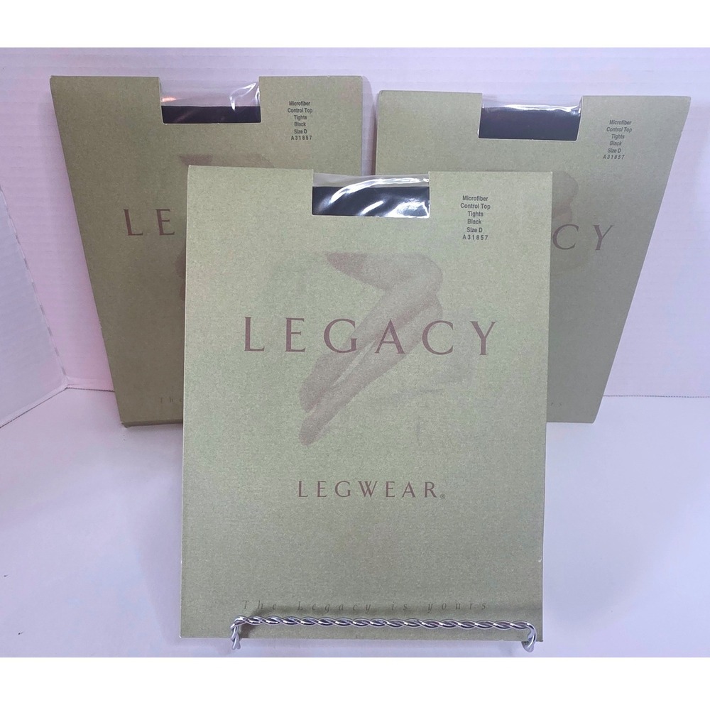 LOT OF 3 Legacy Legwear Microfiber Control Top Tights Black Size D A31857 USA